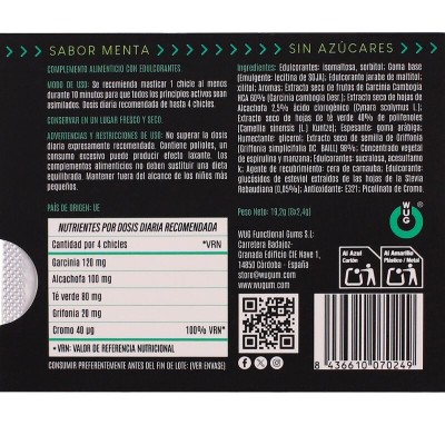 WUG diet El chicle funcional sin azucar con sabor menta BLISTER 8 UDS