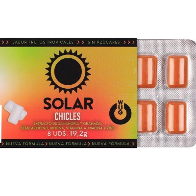 WUG solar El chicle funcional con vitaminas y zinc sabor frutos tropicales BLISTER 8 UDS
