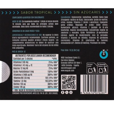 WUG multivit El chicle funcional multivitaminico sabor tropical BLISTER 8 UDS