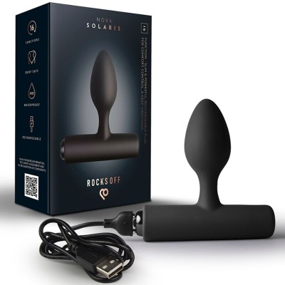 ROCKS OFF NOVA SOLARIS PLUG ANAL FINO RECARGABLE 16 FUNCIONES NEGRO