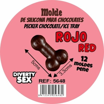 DIABLO PICANTE MOLDE CHOCOLATE 12 PENES SILICONA PARA COLGAR ROJO