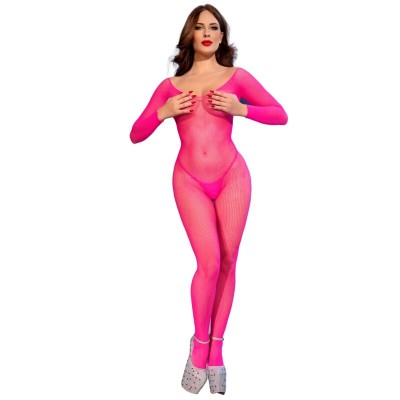 CHILIROSE CR 4894 BODYSTOCKING MALLA ROSA NEON S M