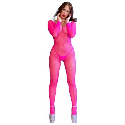 CHILIROSE CR 4894 BODYSTOCKING MALLA ROSA NEON S M