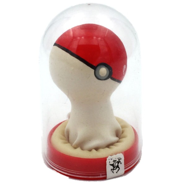CONDOMERIE PRESERVATIVO DECORATIVO PINTADO A MANO POKEBOLA ROJO BLANCO