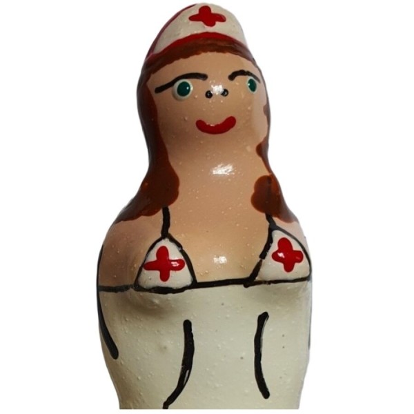 CONDOMERIE PRESERVATIVO DECORATIVO PINTADO A MANO ENFERMERA MORENA