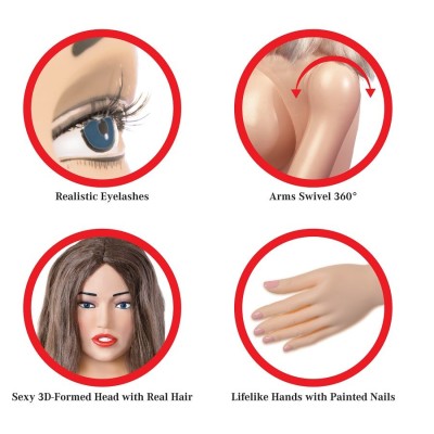 EXTREME DOLLZ MUNECA HINCHABLE REALISTA TAMANO NATURAL CON CARA 3D Y BOMBA DE INFLADO