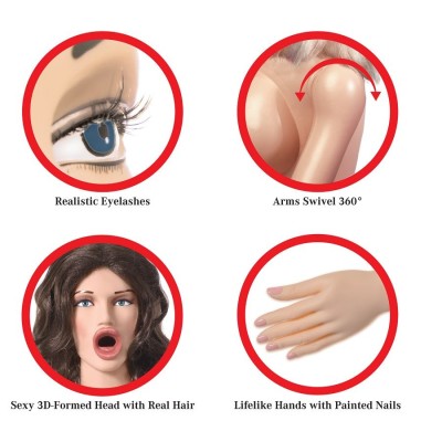 EXTREME DOLLZ MUNECA HINCHABLE REALISTA TAMANO NATURAL CON VAGINA Y ANO BOMBA DE INFLADO