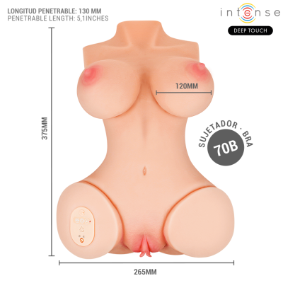 INTENSE DEEP TOUCH VERO TORSO VAGINA CON EFECTO SUCCION CALOR VIBRACION Y VOZ CON CONTROL REMOTO 55 KG