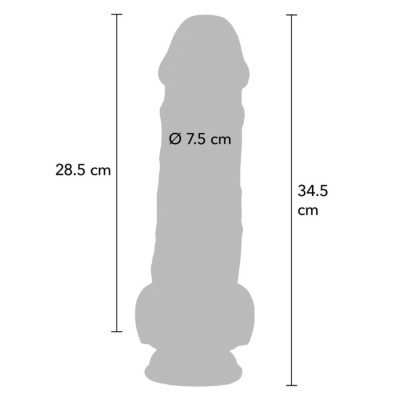 GET REAL PENE REALISTICO DELUXE CON TESTICULOS EXTRA GRUESO 345 CM