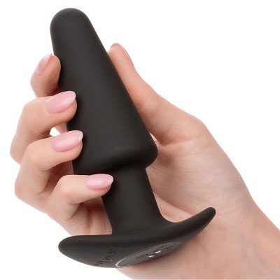 CALEXOTICS ROCK BOTTOM PLUG ANAL CONICO 10 VIBRACIONES SILICONA NEGRO