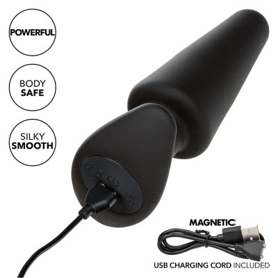 CALEXOTICS ROCK BOTTOM PLUG ANAL CONICO 10 VIBRACIONES SILICONA NEGRO