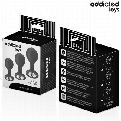 ADDICTED TOYS SET DE 3 PLUG SILICONA ANAL CON JOYA