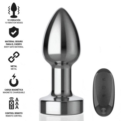 INTENSE PLUG ANAL 10 VIBRACIONES METAL CON CONTROL REMOTO S
