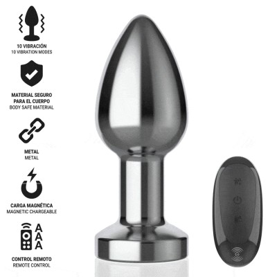 INTENSE PLUG ANAL 10 VIBRACIONES METAL CON CONTROL REMOTO M
