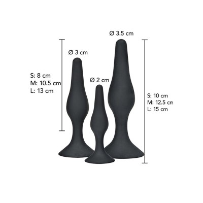 TOYJOY ANAL PLAY CURVY COMPANIONS PLUG ANAL 3 PIEZAS NEGRO