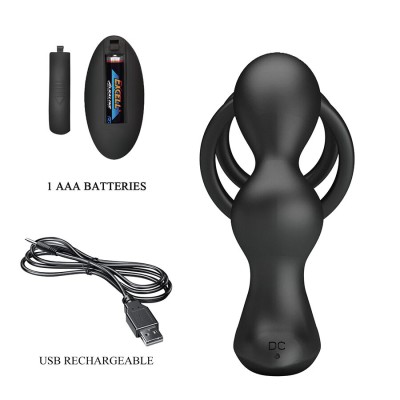 MR PLAY ANILLO PARA PENE CON PLUG ANAL CON VIBRACION CONTROL REMOTO
