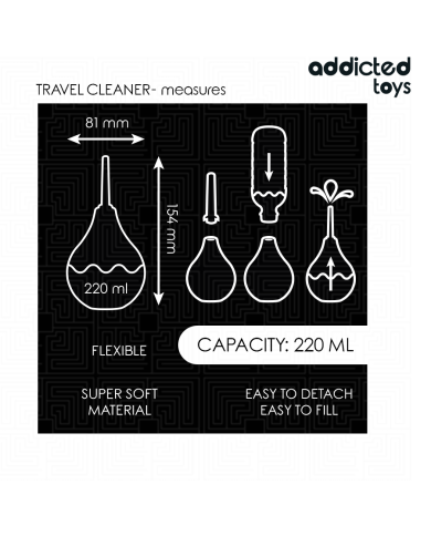 ADDICTED TOYS LIMPIADOR ANAL DE VIAJE TALLA L 220 ML ADDICTED TOYS LIMPIADOR ANAL DE VIAJE TALLA L 220 ML
