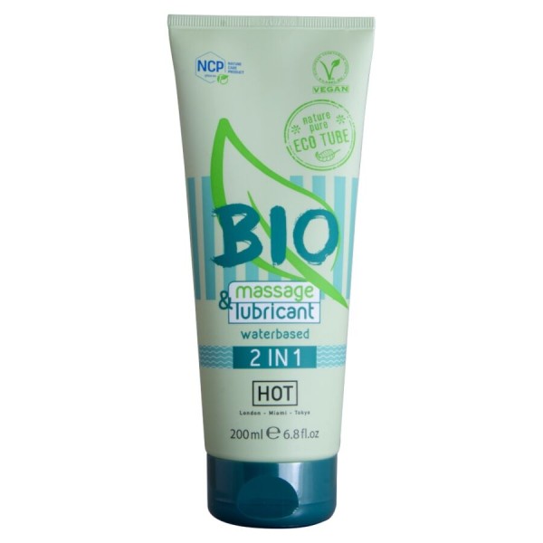 HOT BIO MASSAGE LUBRICANTE BASE AGUA 2 EN 1 200 ML