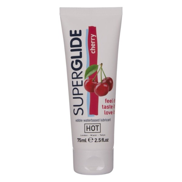 HOT SUPERGLIDE LUBRICANTE COMESTIBLE BASE AGUA CEREZA 75 ML