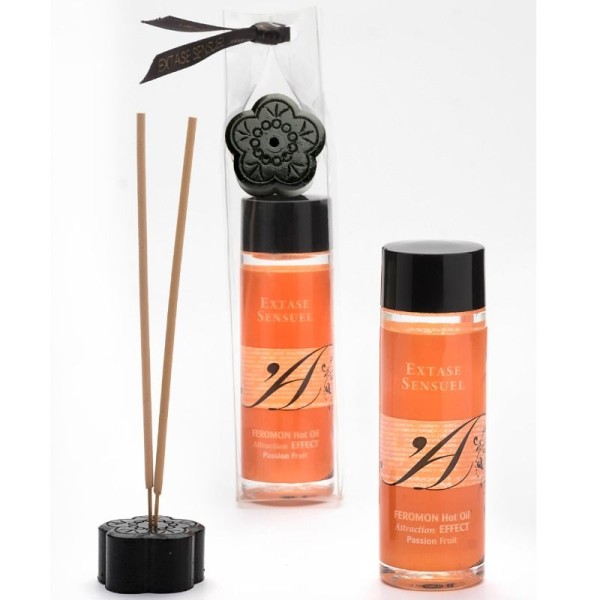 EXTASE SENSUAL ACEITE MASAJE EFECTO CALOR CON FEROMONAS FRUTA DE LA PASION 100 ML