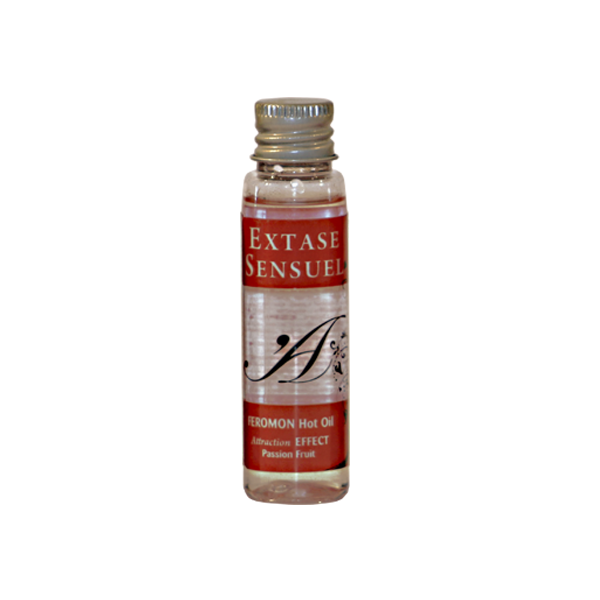EXTASE SENSUAL ACEITE MASAJE EFECTO CALOR CON FEROMONAS FRUTA DE LA PASION VIAJE 35 ML