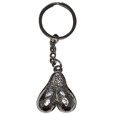DIABLO PICANTE LLAVERO METAL HUEVOS PLATA