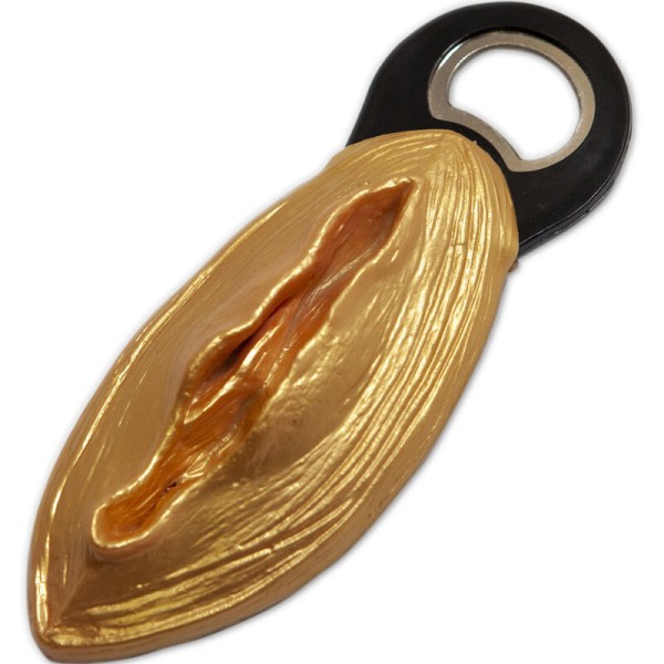 DIABLO PICANTE ABRIDOR NEGRO CON FORMA VAGINA DORADO