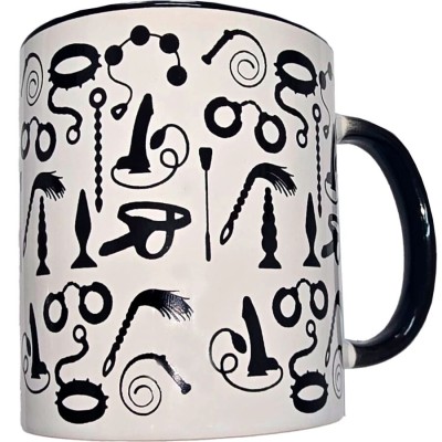 DIABLO PICANTE TAZA BLANCA BONDAGE ASA NEGRA 370 ML