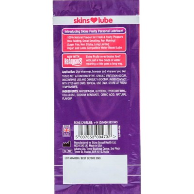SKINS FRUITY LUBRICANTE BASE DE AGUA MANGO FRUTA PASION MONODOSIS 5 ML