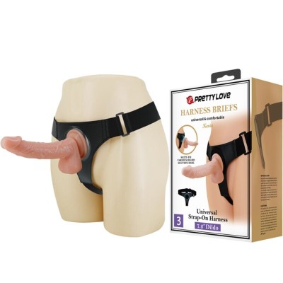 PRETTY LOVE HARNESS BRIEFS ARNES UNIVERSAL CON DILDO KEVIN 19 CM NATURAL