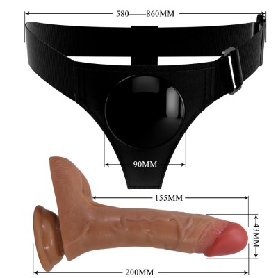 PRETTY LOVE HARNESS BRIEFS UNIVERSAL CON DILDO VIBRACION Y SQUIRTING 155 CM MULATO