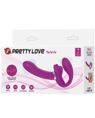 PRETTY LOVE VALERIE VIBRADOR DOBLE STRAP ON 12 VIBRACIONES MORADO