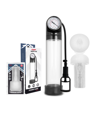 PUMP ADDICTED BOMBA ERECCION RX9 TRANSPARENTE CON MASTURBADOR