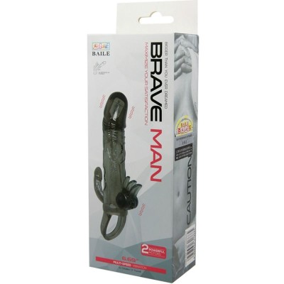 BAILE BRAVE MAN FUNDA PENE ANAL Y CLITORIS VIBRADOR 165 CM NEGRO