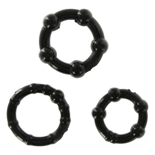 SEVEN CREATIONS JUEGO TRES ANILLOS PENE NEGRO