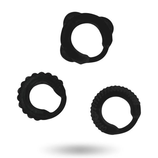 ADDICTED TOYS SET 3 ANILLOS PENE NEGRO