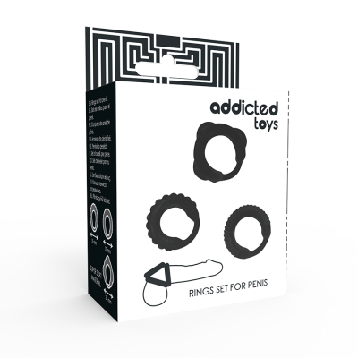 ADDICTED TOYS SET 3 ANILLOS PENE NEGRO