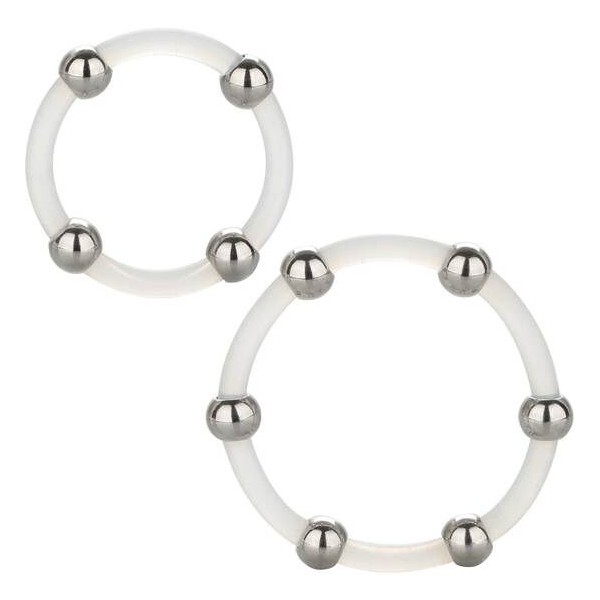 CALEXOTICS KIT DE 2 UDS ANILLO DE SILICONA CON CUENTAS DE ACERO