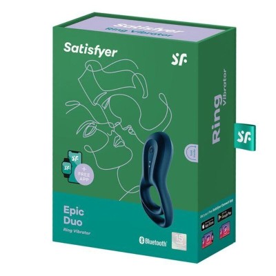 SATISFYER EPIC DUO ANILLO VIBRADOR APP AZUL