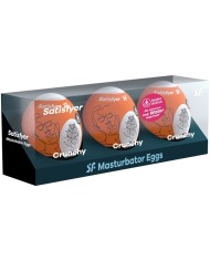 SATISFYER 3 HUEVOS MASTURBADORES NAUGHTY SAVAGE CRUNCHY