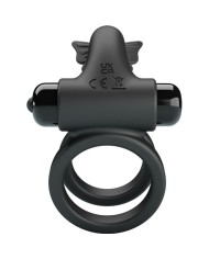 PRETTY LOVE DOBLE ANILLO VIBRADOR CON ESTIMULADOR NEGRO