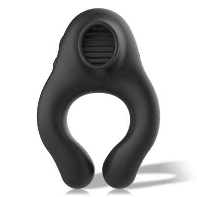 BLACKSILVER ANILLO VIBRADOR SILICONA 3 MOTORES RECARGABLE NEGRO