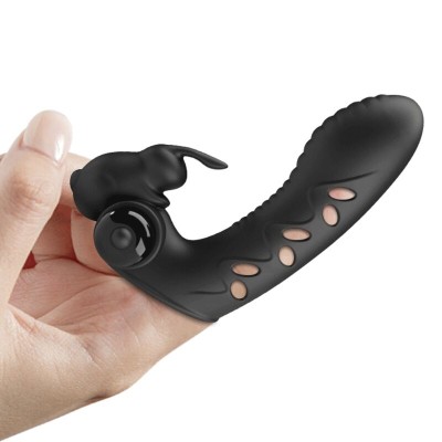 PRETTY LOVE VANCE FUNDA DEDO VIBRADOR CONEJO NEGRO