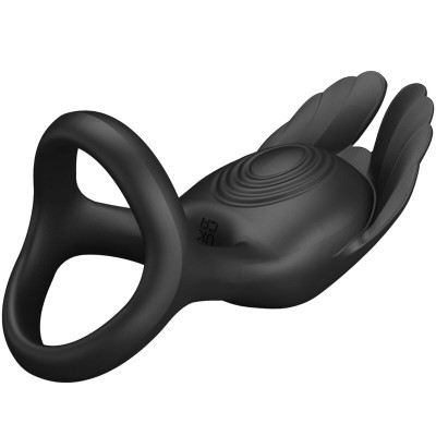 PRETTY LOVE SILAS ANILLO VIBRADOR 7 VIBRACIONES SILICONA NEGRO