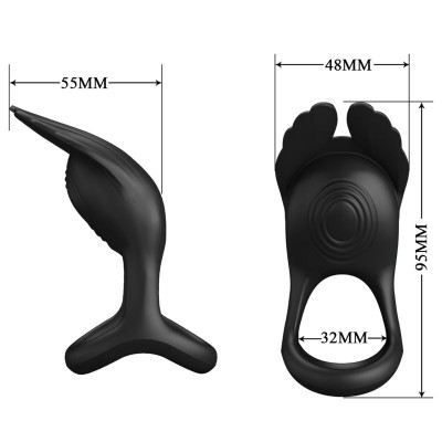 PRETTY LOVE SILAS ANILLO VIBRADOR 7 VIBRACIONES SILICONA NEGRO