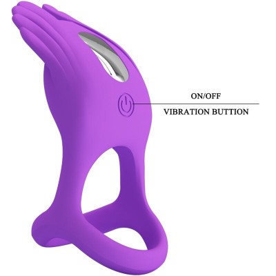 PRETTY LOVE SILAS ANILLO VIBRADOR 7 VIBRACIONES SILICONA LILA