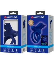 PRETTY LOVE JAMELE DOBLE ANILLO CON VIBRACION ESTIMULADOR MARIPOSA AZUL