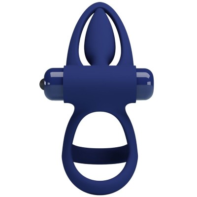 PRETTY LOVE MAT DOBLE ANILLO CON VIBRACION ESTIMULADOR AZUL