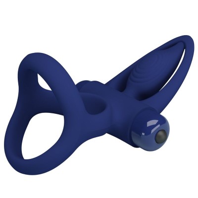 PRETTY LOVE MAT DOBLE ANILLO CON VIBRACION ESTIMULADOR AZUL