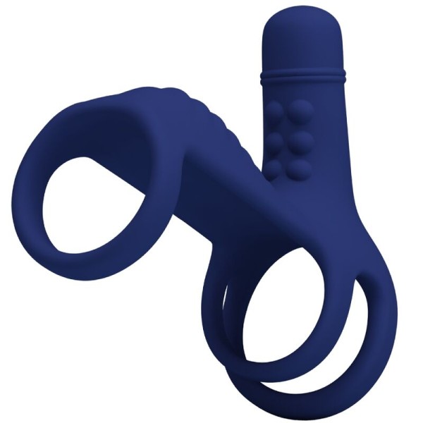 PRETTY LOVE ELISH ANILLO VIBRADOR CON EXTENSION AZUL